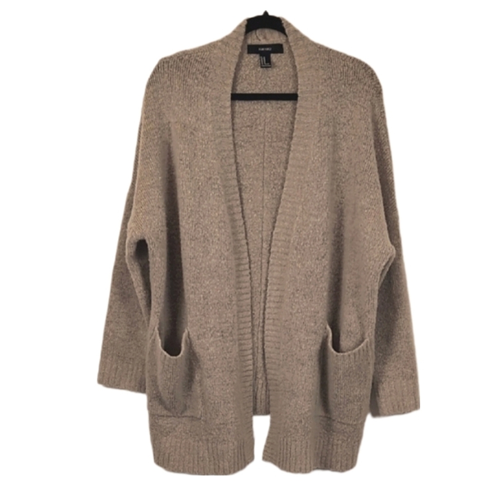 Forever 21 Open Front Cardigan Sweater Boucle Knit Longline Relaxed Slouchy